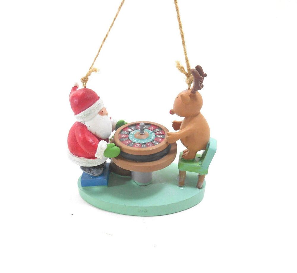 Cape Shore  Santa Claus Roulette Christmas Ornament with Reindeer